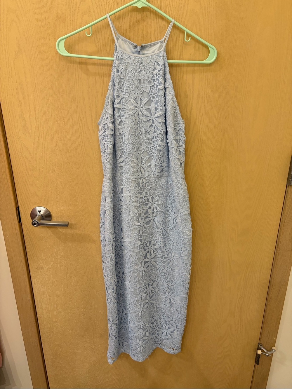 Yumi Kim Sky Blue Halter Lace Maxi Dress
